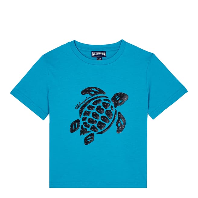 Vilebrequin Boy's Blue Tangon 3D Turtle Tee Shirt