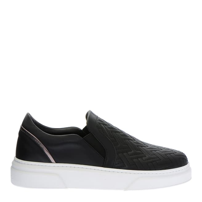 Testoni Black Leather Quilted Slip On Trainers
