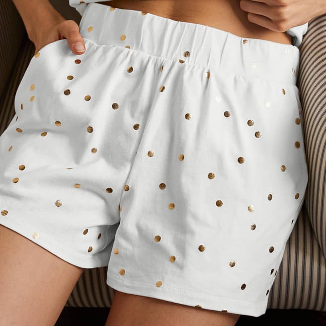 Boden Off White Cotton Blend Pyjama Shorts 