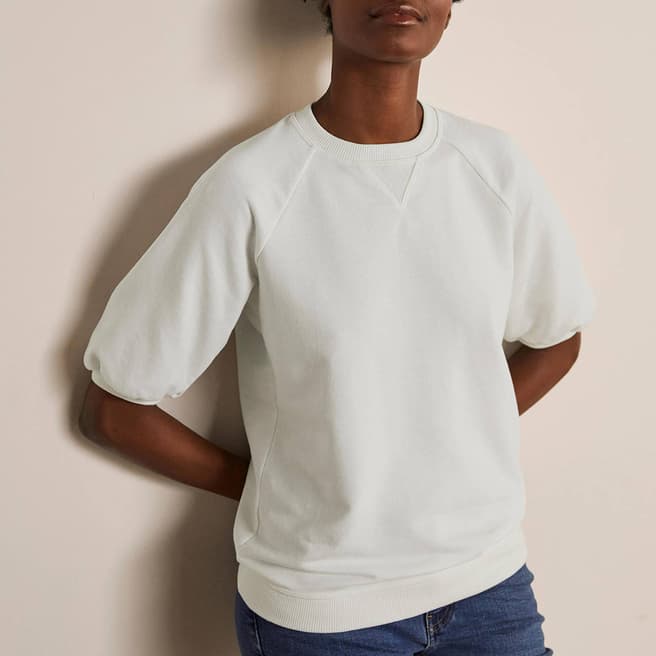 Boden Off White Cotton Blend Puff T-Shirt