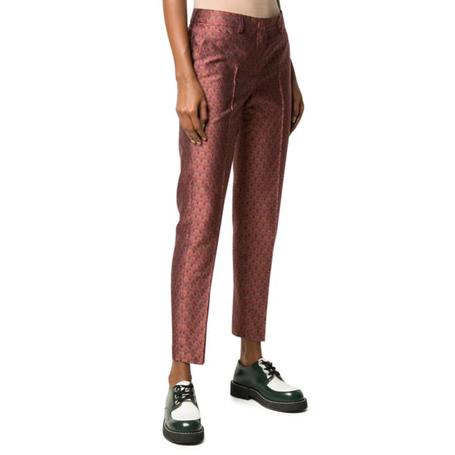 PAUL SMITH Red Patterned Tailored Trousers