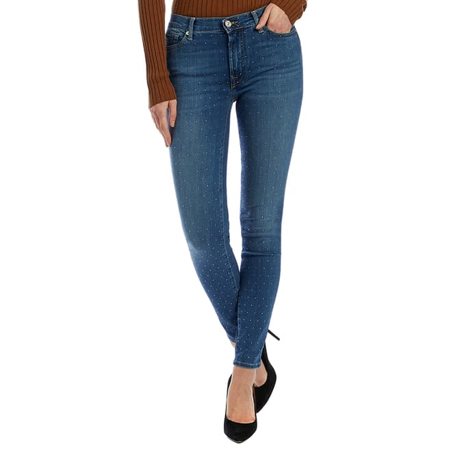 7 For All Mankind Mid Blue HW Skinny Stretch Jeans