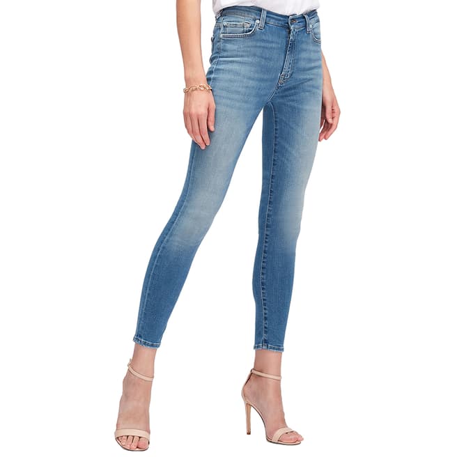 7 For All Mankind Light Blue High Rise Skinny Crop Jeans