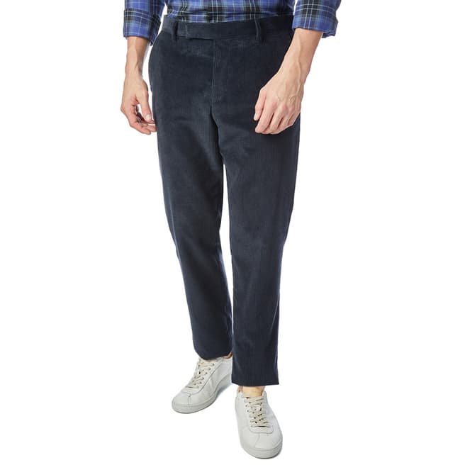PAUL SMITH Blue Corduroy Slim Fit Cashmere Trousers