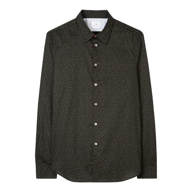 PAUL SMITH Black All Over Print Tailored Cotton Blend Shirt