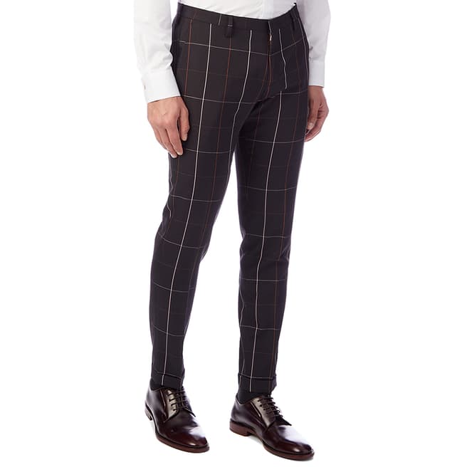 PAUL SMITH Black Check Wool Trousers