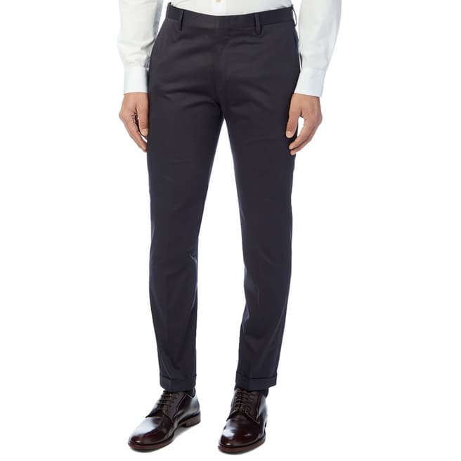 PAUL SMITH Navy Cotton Blend Trousers