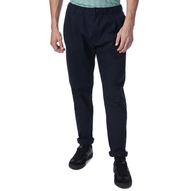 PAUL SMITH Navy Elasticated Waist Cotton Blend Trousers
