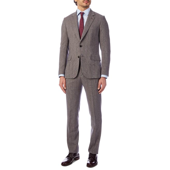 PAUL SMITH Grey Checked Modern Fit Wool Suit