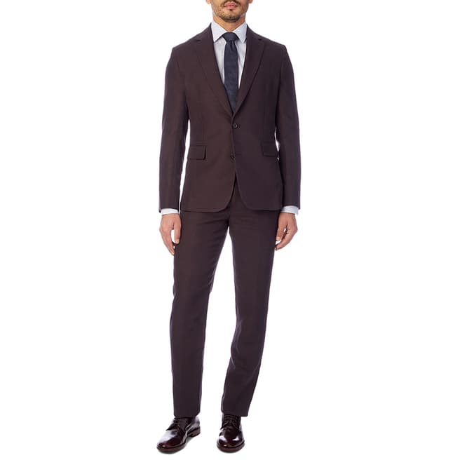 PAUL SMITH Brown Two Button Linen Suit