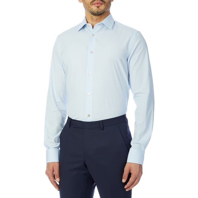 PAUL SMITH Light Blue Checked Slim Fit Cotton Shirt