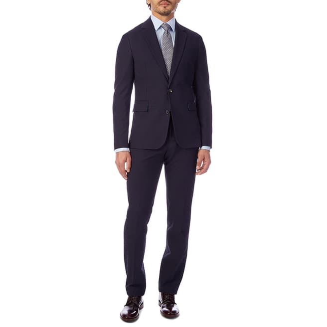 PAUL SMITH Navy Textured Two Button Suit