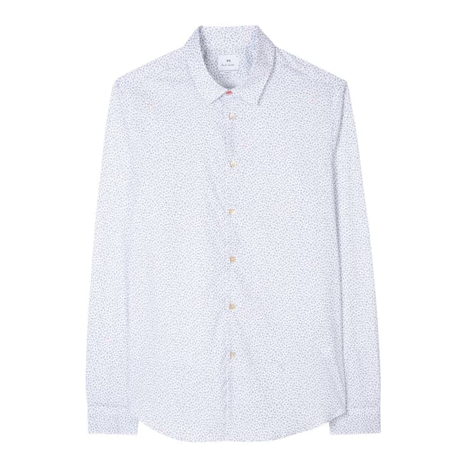 PAUL SMITH White All Over Print Slim Fit Cotton Blend Shirt