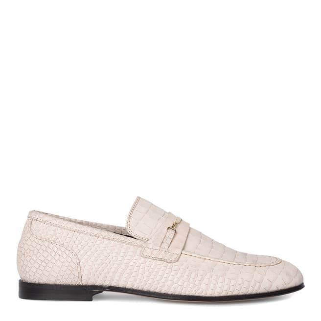 PAUL SMITH Beige Mock Croc Leather Chilton Loafers