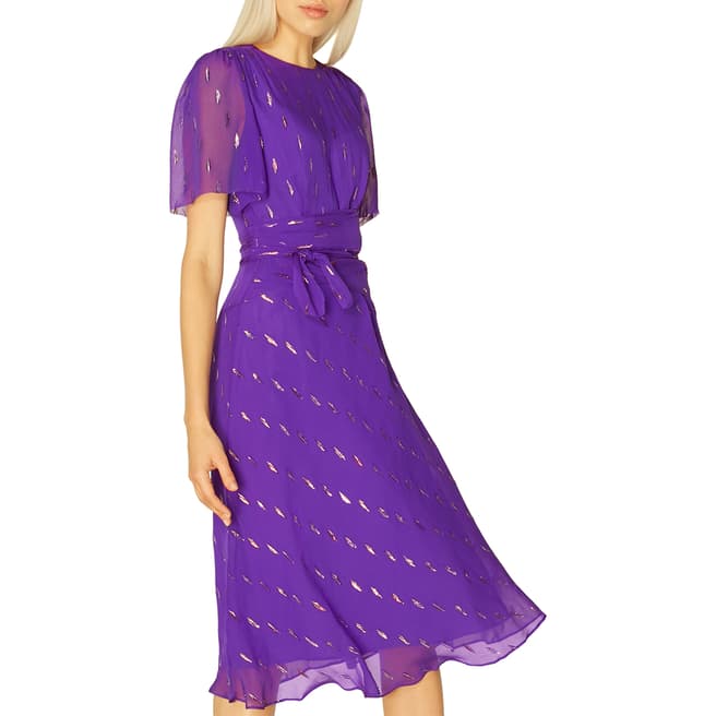 L K Bennett Deep Purple Eve Silk Blend Dress