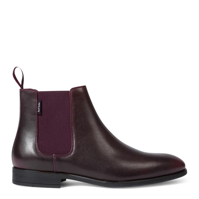 PAUL SMITH Burgundy Leather Gerald Chelsea Boots