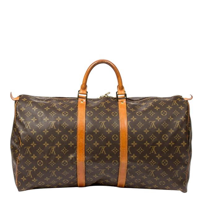 Vintage Louis Vuitton Brown Keepall Travel Bag 55