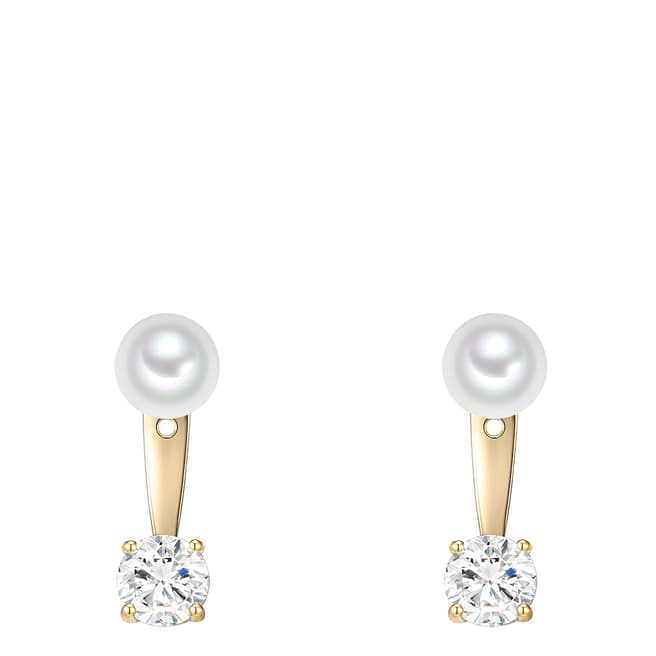 Perldor Gold White Pearl Earrings