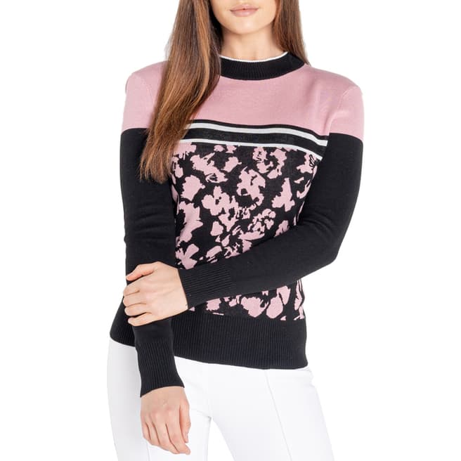 Dare2B Pink/Black Knitted High Neck Sweater