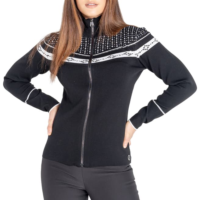 Dare2B Black/White Full Zip Knitted Sweater