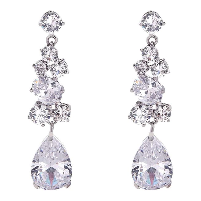 Liv Oliver Silver Cluster Drop Earrings