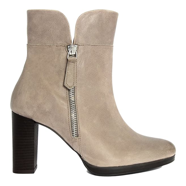 Bluetag Taupe Leather Zip Boots