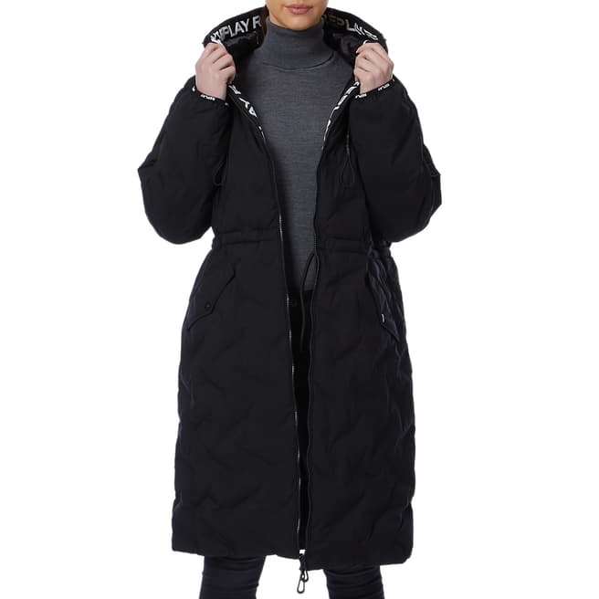 Replay Black Quilted Coat