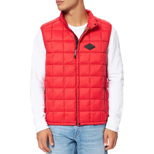 Replay Red Quilted High Neck Gilet