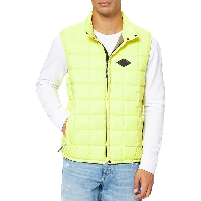 Replay Yellow Quilted High Neck Gilet