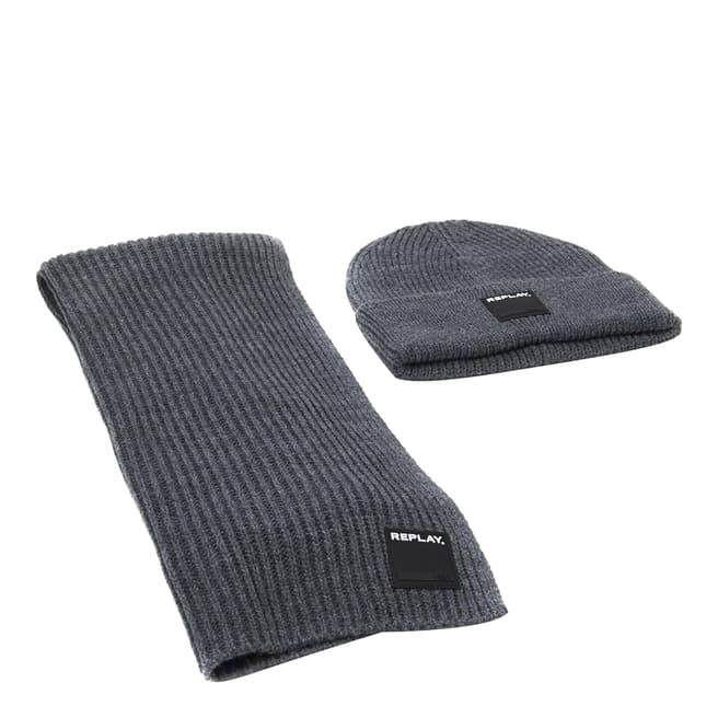 Replay Grey Hat and Scarf Set