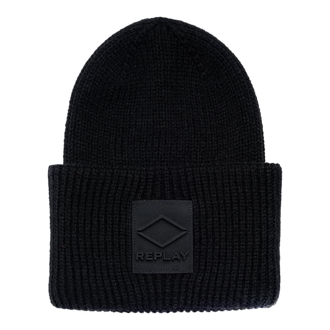 Replay Black Knitted Beanie