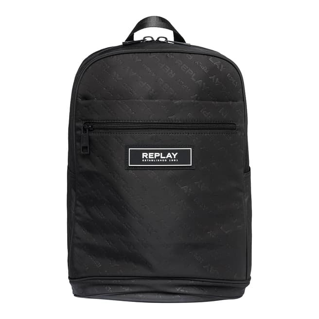 Replay Black Solid Logo Backpack