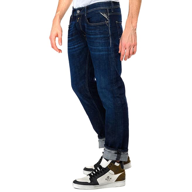 Replay Dark Blue Comfort Fit Rocco Stretch Jeans
