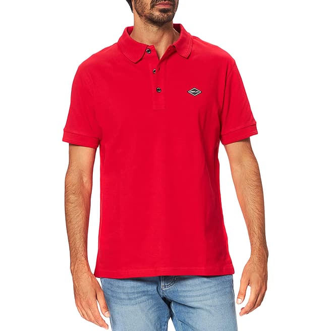 Replay Red Patch Logo Pique Polo Shirt