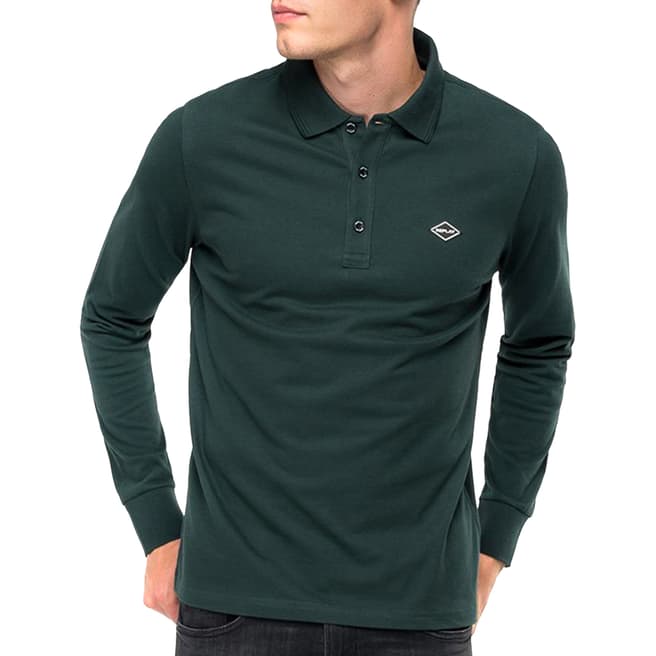 Replay Green Long Sleeve Stretch Polo Shirt