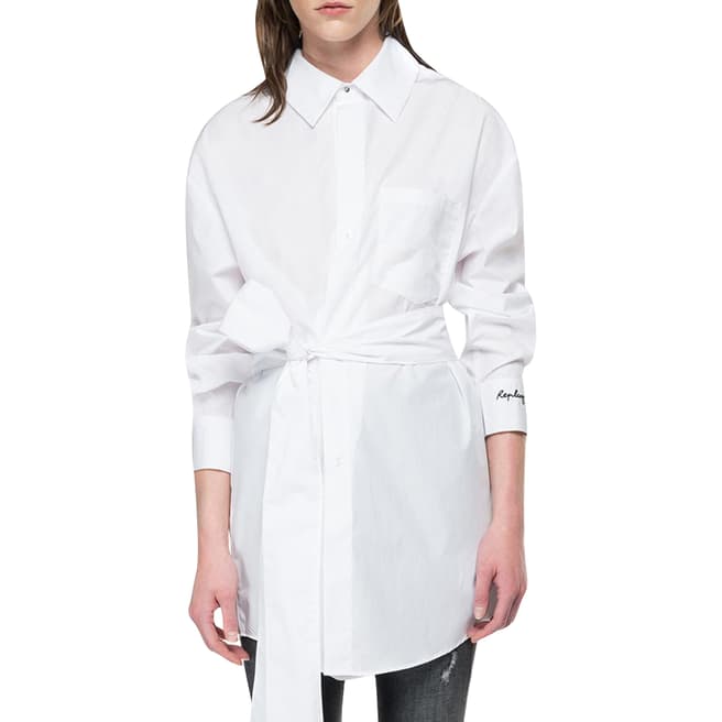 Replay White Belted Maxi Shirt