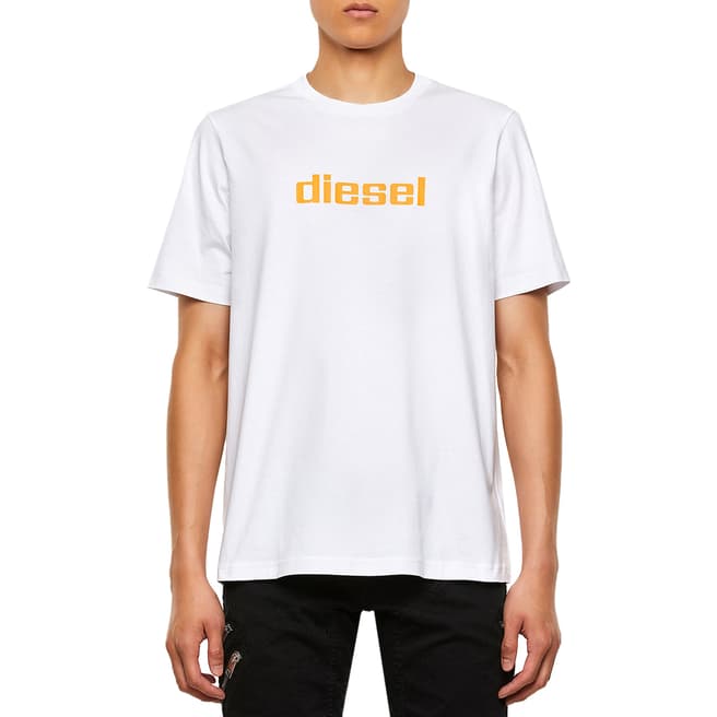 Diesel White Logo Cotton T-Shirt