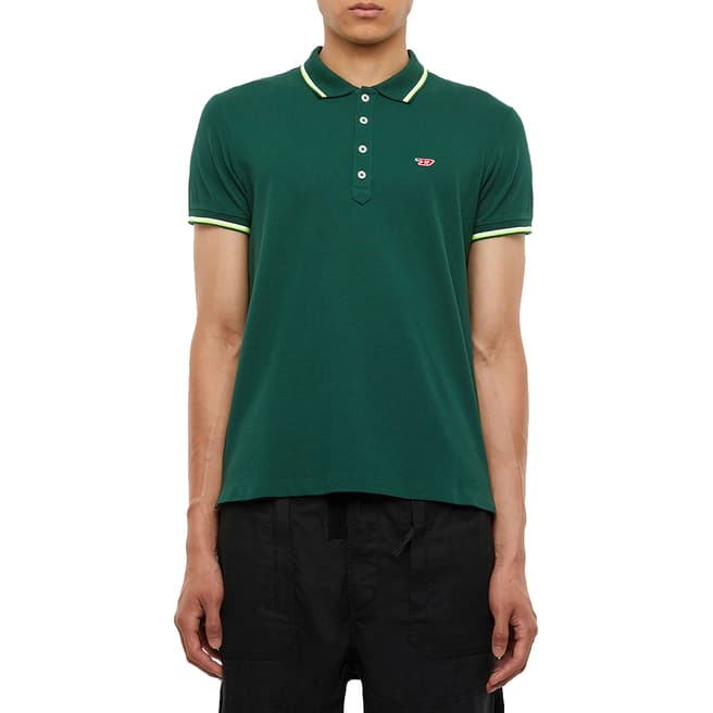 Diesel Green Contrast Trim Cotton Polo Shirt