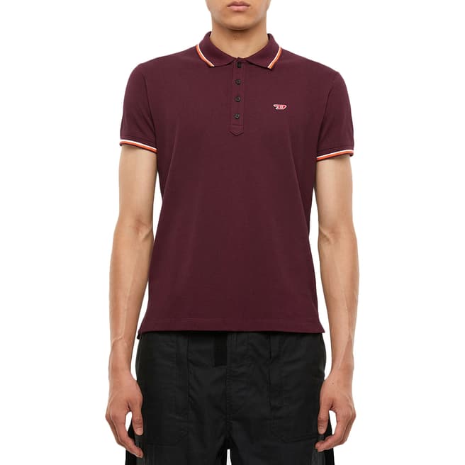 Diesel Red Contrast Trim Cotton Polo Shirt