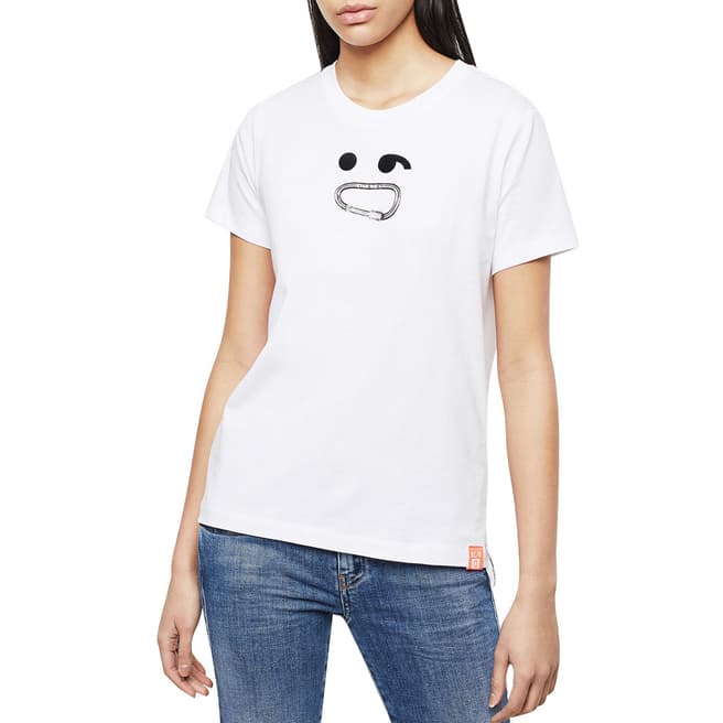 Diesel White Graphic Design Cotton T-Shirt