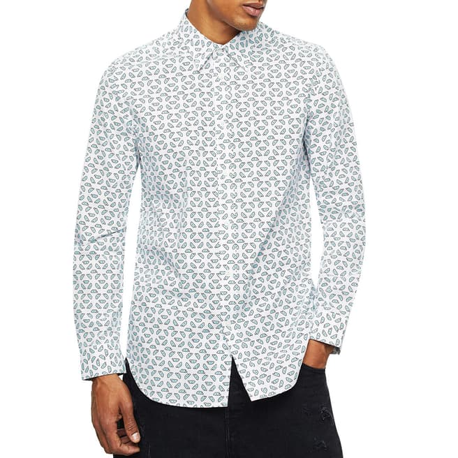 Diesel White All Over Print Cotton Shirt