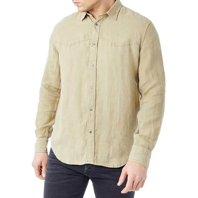 Diesel Camel S-Plan Linen Button Front Shirt