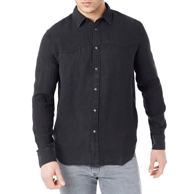 Diesel Black S-Plan Linen Button Front Shirt