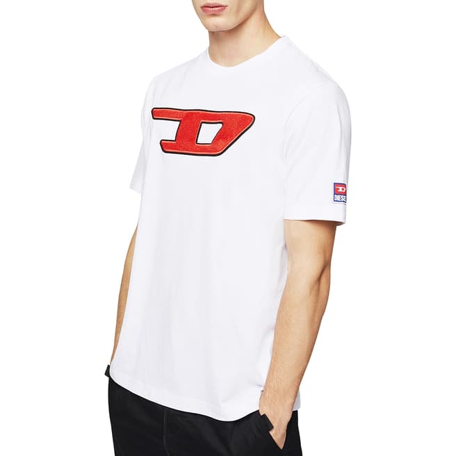 Diesel White Large Logo Cotton T-Shirt
