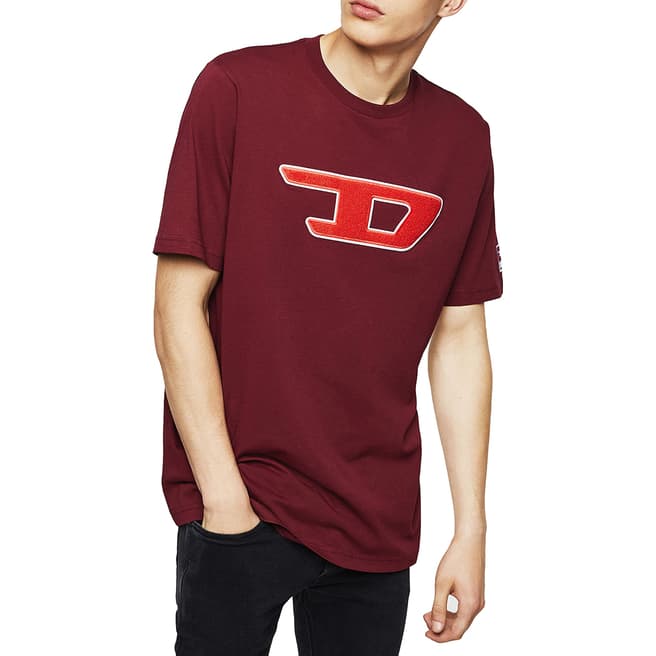 Diesel Red Large Logo Cotton T-Shirt