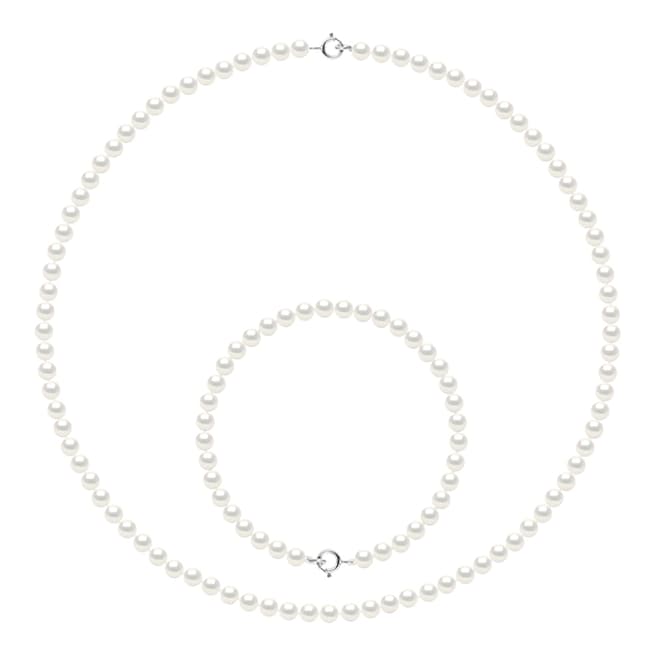 Ateliers Saint Germain White Pearl Necklace And Bracelet Set