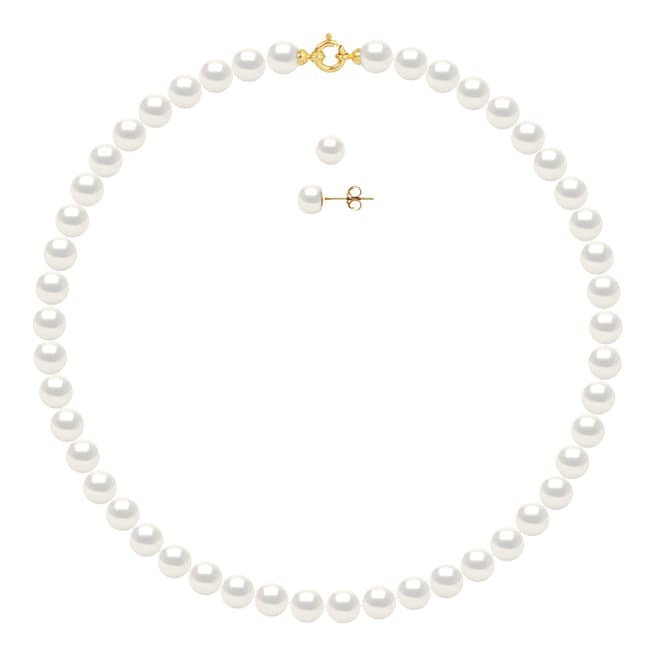 Ateliers Saint Germain White Pearl Necklace And Earrings Set
