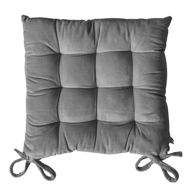 Gallery Cotton Velvet Seat Pad, Grey