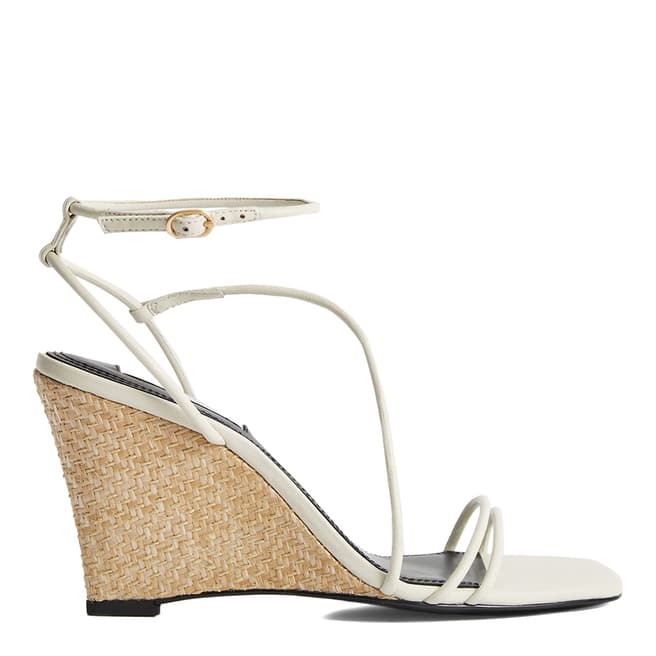 Reiss Off White Kaliwedge Strappy Leather Sandals