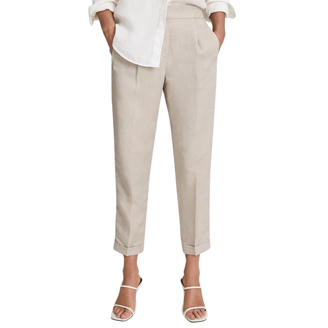 Reiss Grey Lily Linen Blend Trousers
